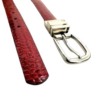 Liz Claiborne NWT S Red Faux Patent Snake Belt